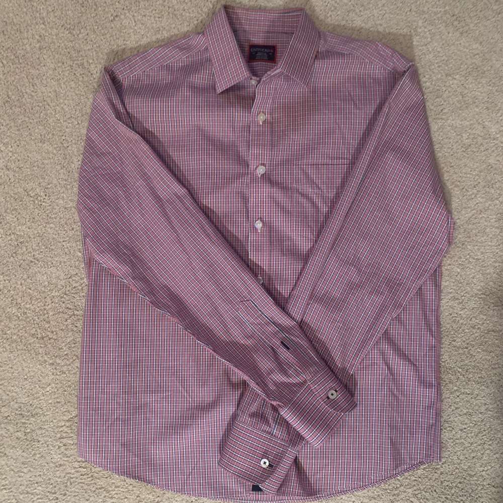 UNTUCKIT - Men’s Button Down Shirt Plaid Medium 100% Cotton Red & White